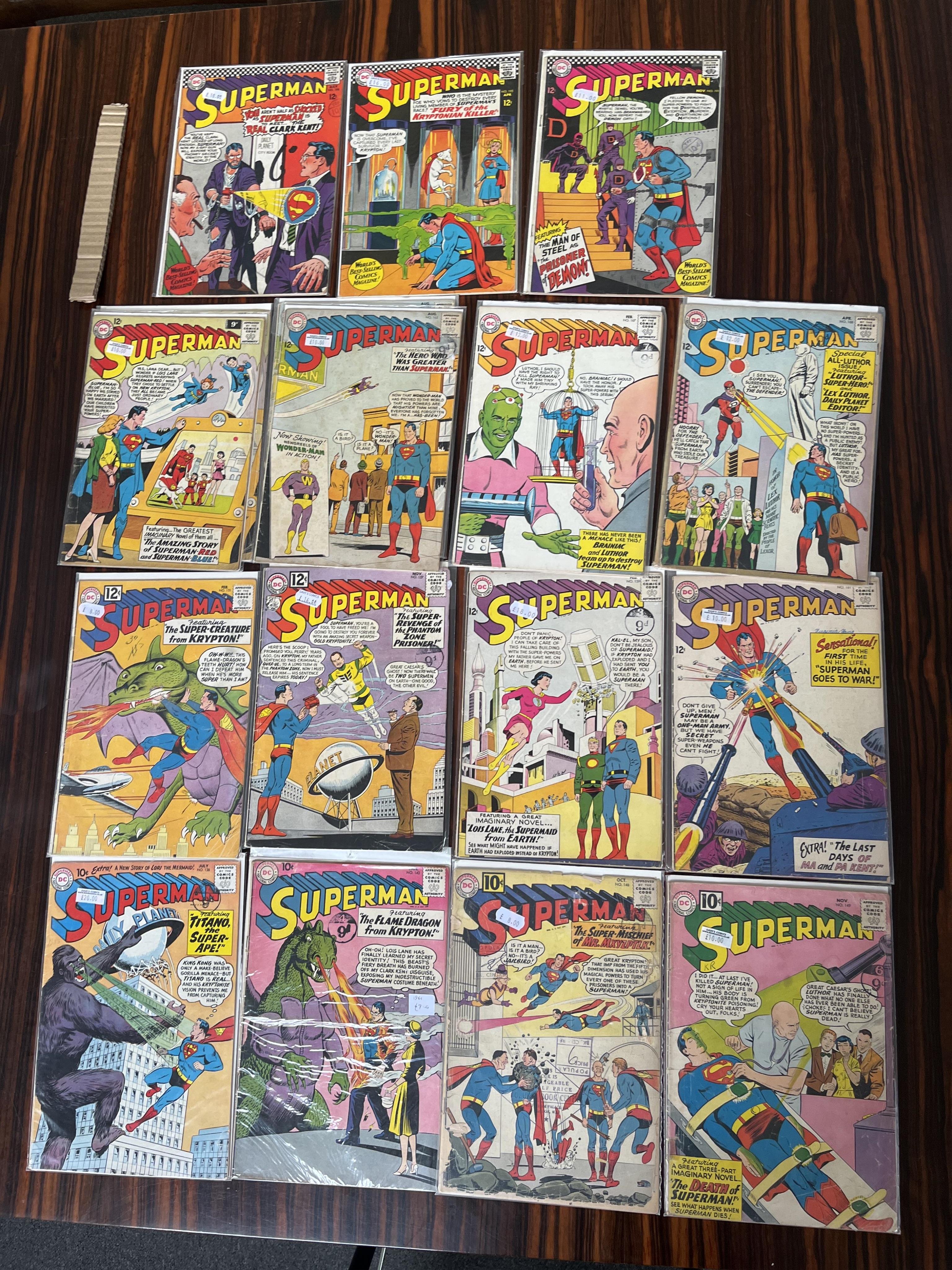 Superman, DC comics, Vol. 1, 74 issues between #138–247, comprising, #138, #142, #148, #149 [minor key], #151, #157 [minor key], #159, #161A [minor key], #162 x2, #163 x2, #167 [minor key], #168 x2, #169, #170, #171, #17
